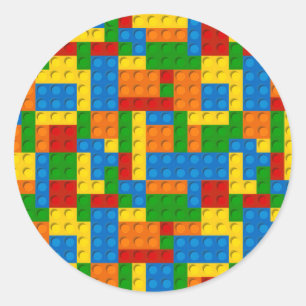 colourful plastic blocks classic round sticker
