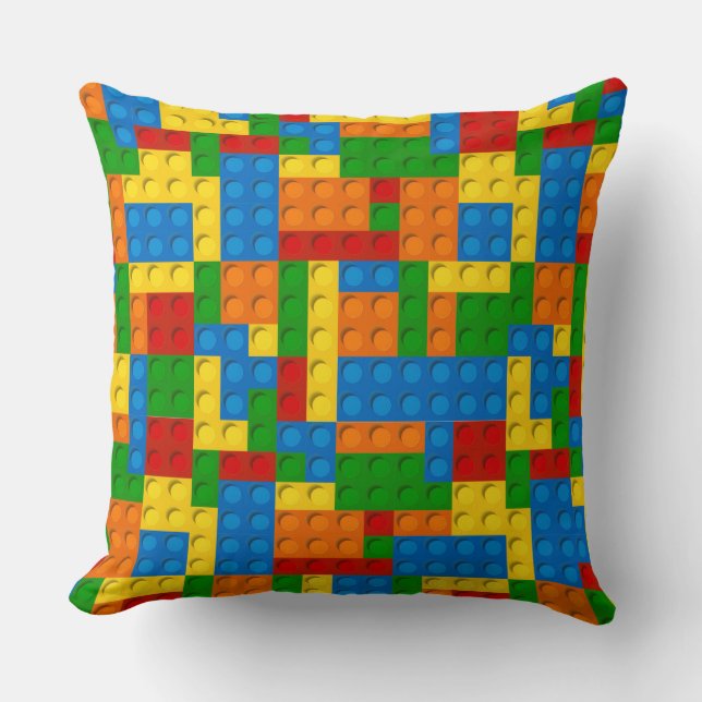 colourful plastic blocks cushion (Front)