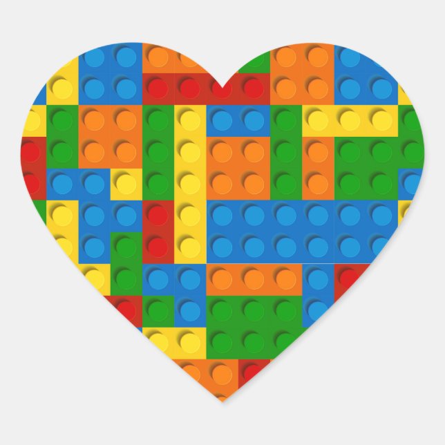 colourful plastic blocks heart sticker (Front)