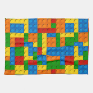 colourful plastic blocks tea towel