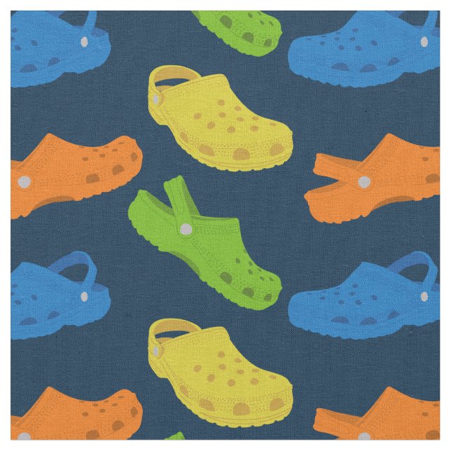 Colourful Plastic Shoes Slip on Moccasins Patterne Fabric (Close Up)