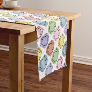 Colourful Plate Settings Pattern Short Table Runner