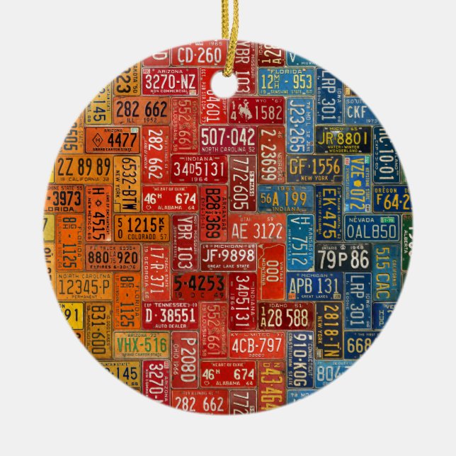 Colourful Plates from All 50 States Ceramic Tree Decoration (Front)