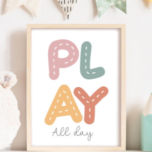 Colourful Play All day Nursery Kids Room  Poster