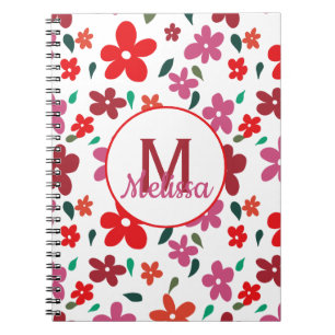 Colourful Playful Minimalistic Floral Monogram Notebook