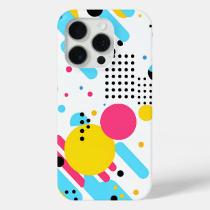 Colourful, playful shapes and dots background iPhone 15 pro case
