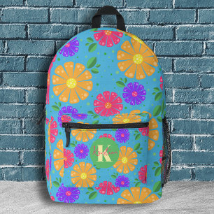 Colourful Playful Vibrant Folk Art Floral Pattern Printed Backpack