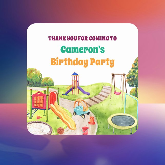 Colourful Playground Birthday Party  Square Sticker (Creator Uploaded)