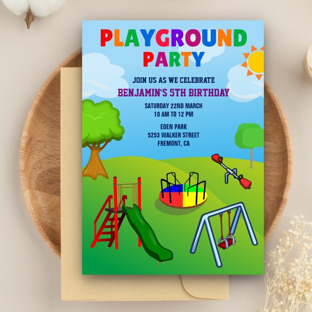 Colourful Playground Kids Park Birthday Invitation (Creator Uploaded)