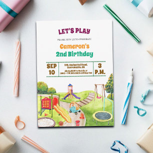 Colourful Playground Party 2nd Birthday Invitation