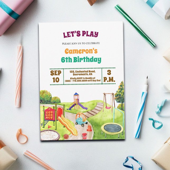 Colourful Playground Party 6th Birthday Invitation (Creator Uploaded)