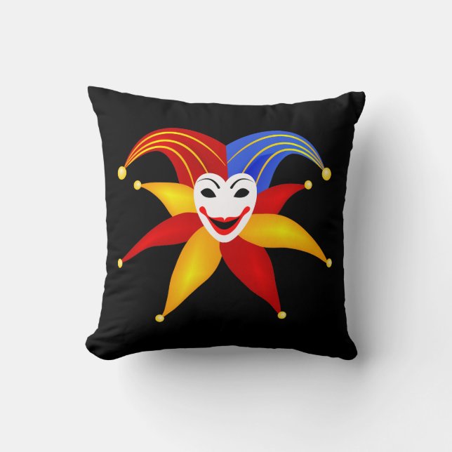 Colourful Playing Card Joker Symbol Cushion (Front)