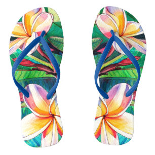 Colourful Plumeria Garden Rubber Slippers Jandals