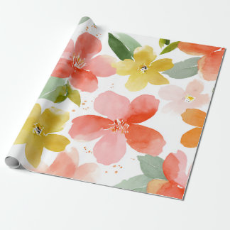 Colourful Plumeria Hawaii Tropical Floral Botanica Wrapping Paper