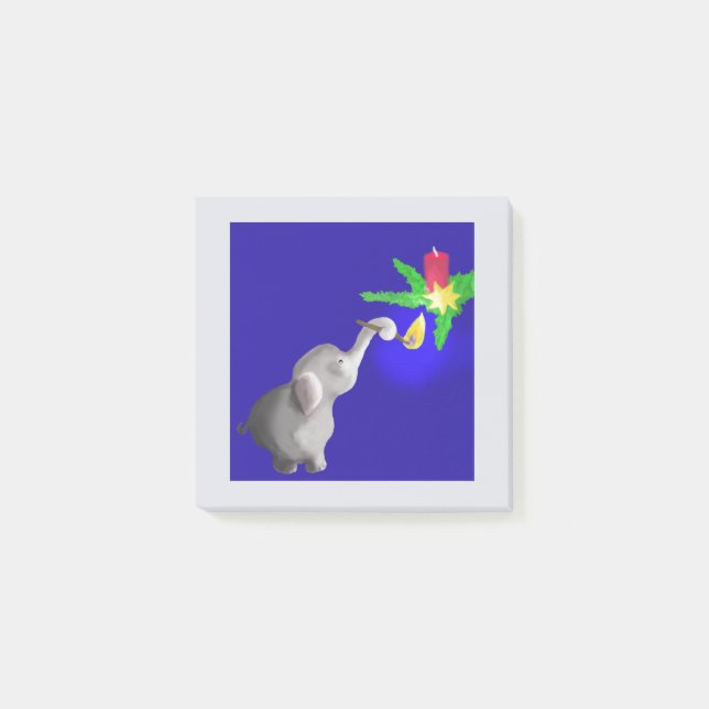 Colourful Poetic Candlelighting Elephant Christmas Post-it Notes (Front)