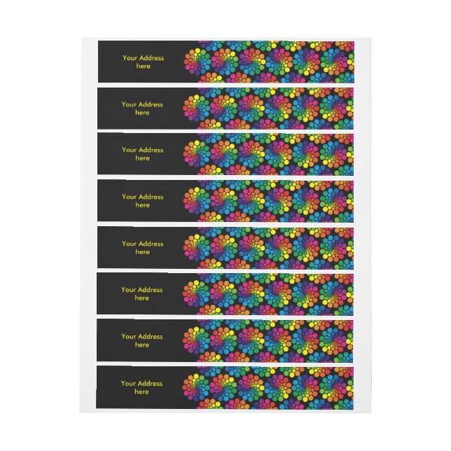 Colourful Points & Circle Pattern + your backgroun Wraparound Address Label (Sheet)