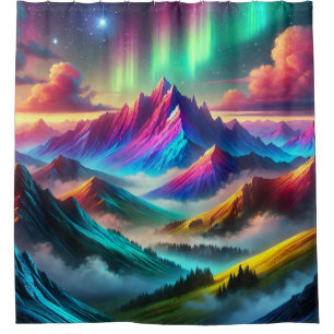 Colourful Pointy Mountains Shower Curtain