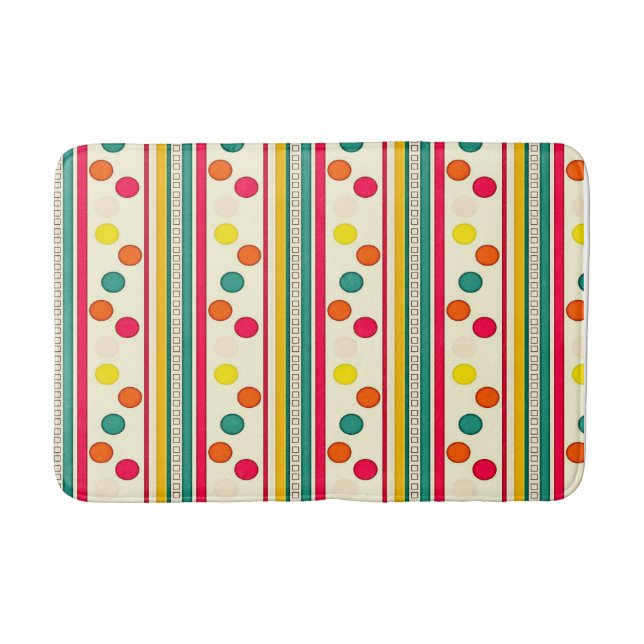 colourful pokadot circles bathroom bathmat (Front)