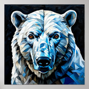Colourful Polar Bear Mosaic Arctic Art 🐻❄️🎨 Poster