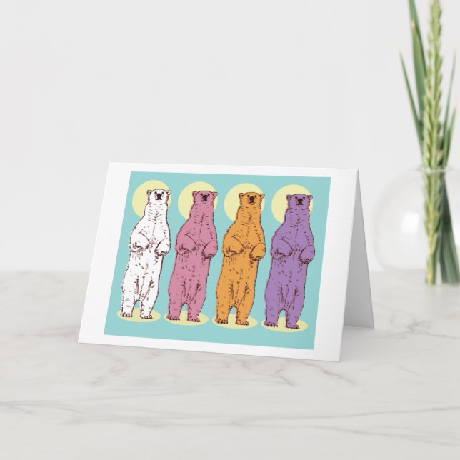Colourful Polar Bears Greeting Card (Front)