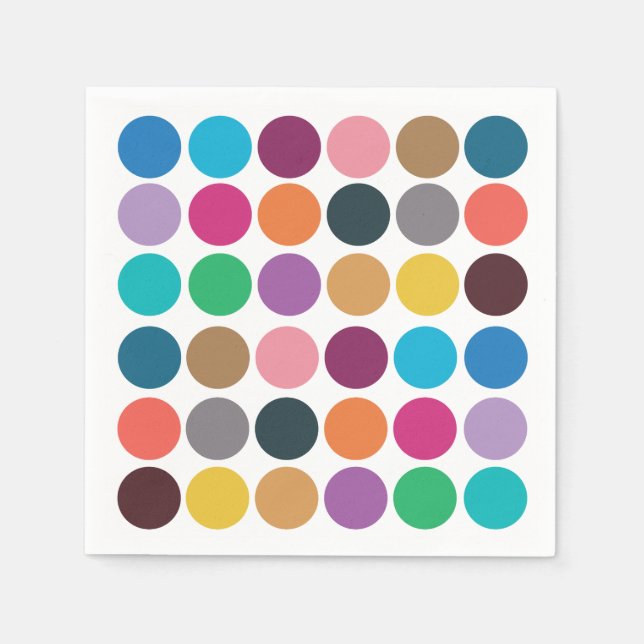 Colourful Polka Dot Baby Shower Birthday Party Napkin (Front)