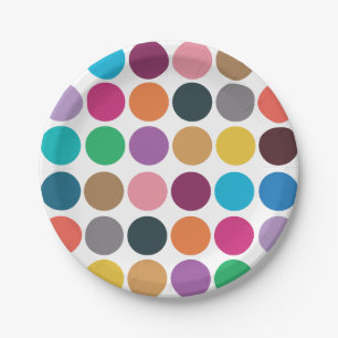 Colourful Polka Dot Baby Shower Birthday Party Paper Plate
