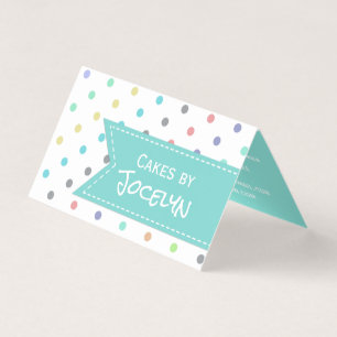 Colourful Polka Dot Bakery Folded Business Card