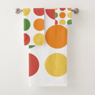 Colourful Polka Dot Bath Towel Set