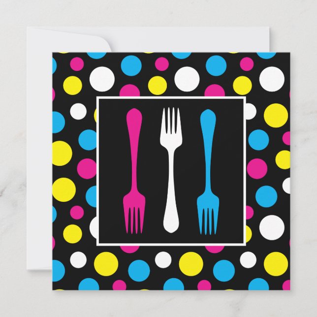 Colourful Polka Dot Birthday Dinner Party Invitation (Front)