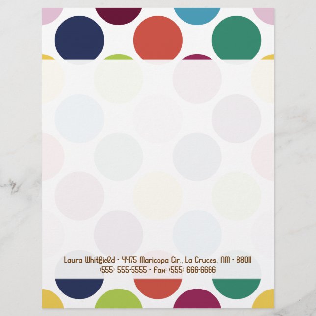 Colourful Polka Dot Bubble Letterhead Stationery (Front)