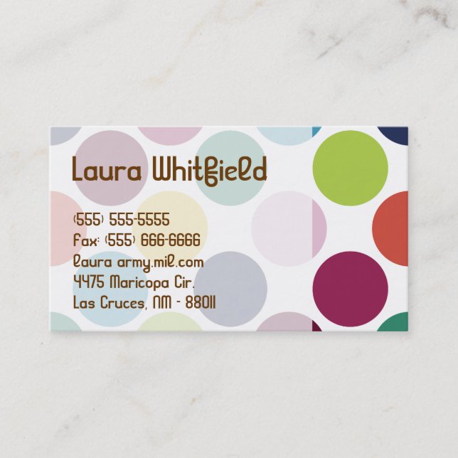 Colourful Polka Dot Bubble Round Dot Business Card (Front)