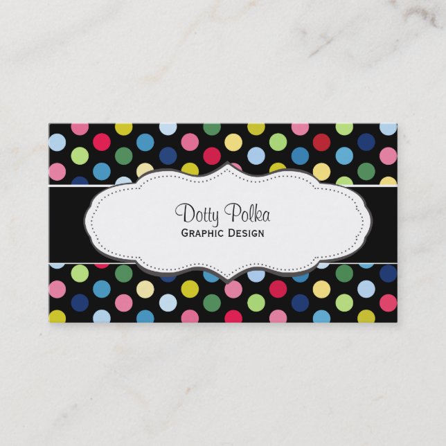 Colourful polka dot business cards (Front)