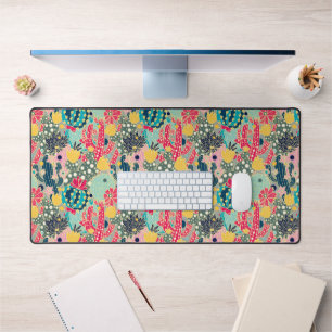 Colourful Polka Dot Cactus Pattern Desk Mat