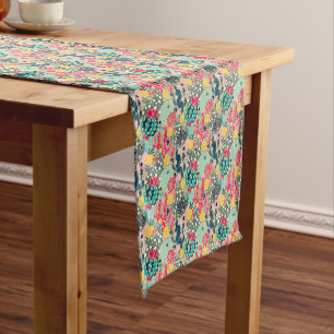 Colourful Polka Dot Cactus Pattern Short Table Runner