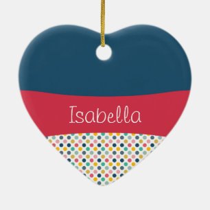 Colourful Polka Dot Customisable Pattern Ceramic Tree Decoration