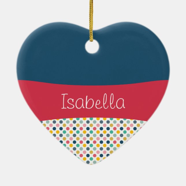 Colourful Polka Dot Customisable Pattern Ceramic Tree Decoration (Back)