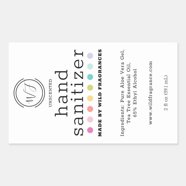 Colourful Polka Dot Large Hand Sanitizer Soap Rectangular Sticker (Front)