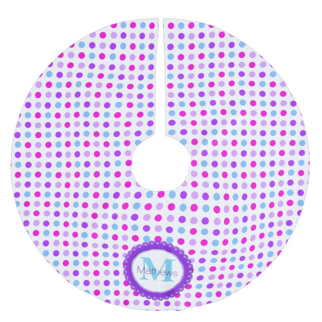 Colourful Polka Dot Monogram Tree Skirt (Front)