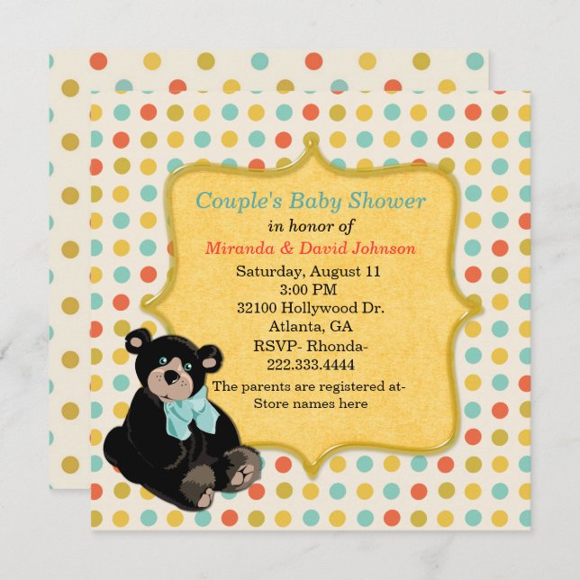 Colourful Polka Dot Neutral Baby Shower Invitation (Front/Back)