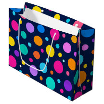 Colourful Polka Dot Pattern on Midnight Navy Blue