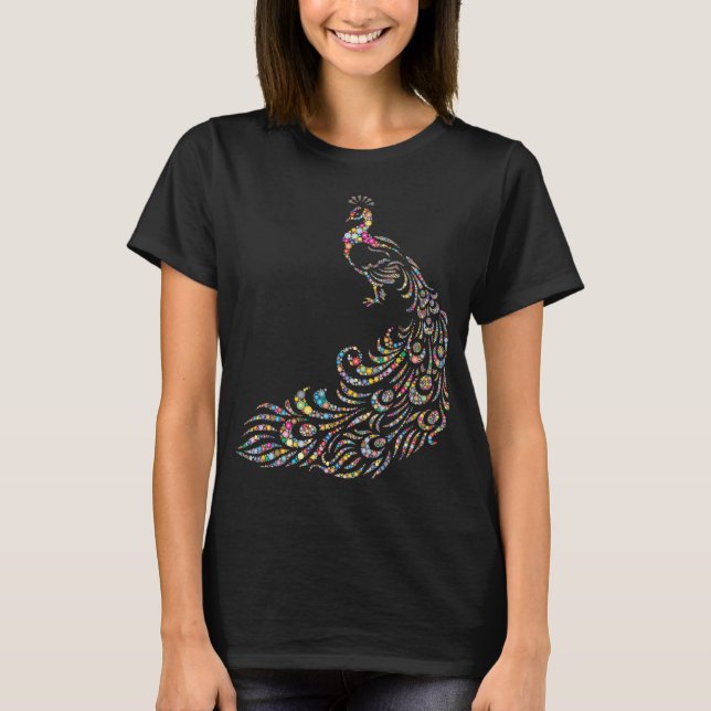 Colourful Polka-dot Peacock T-Shirt (Front)