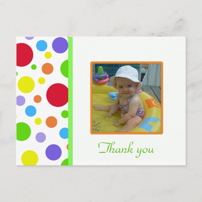 Colourful Polka-dot: Picture: Thank You Card (Front)