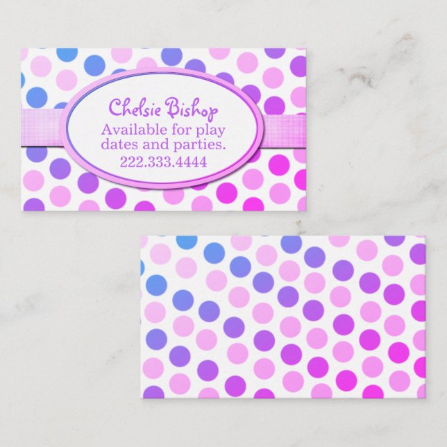 Colourful Polka Dot Play date card (Front/Back)