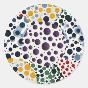 Colourful Polka Dot Quilt Pattern Classic Round Sticker