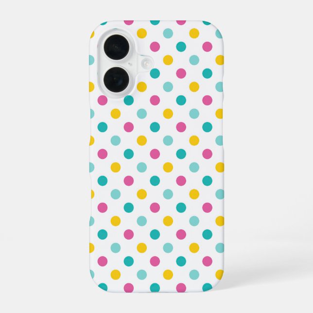 Colourful Polka Dot Seamless Pattern iPhone 16 Case (Back)