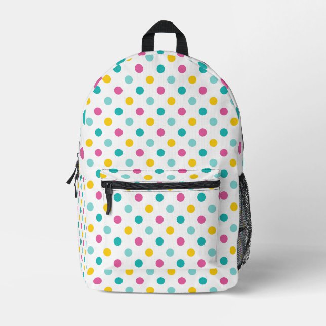 Colourful Polka Dot Seamless Pattern Printed Backpack (Front)