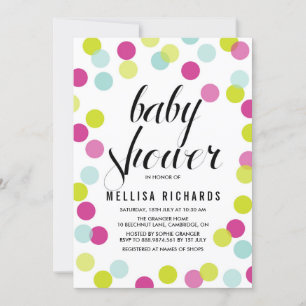 Colourful Polka Dots Baby Shower Invitation