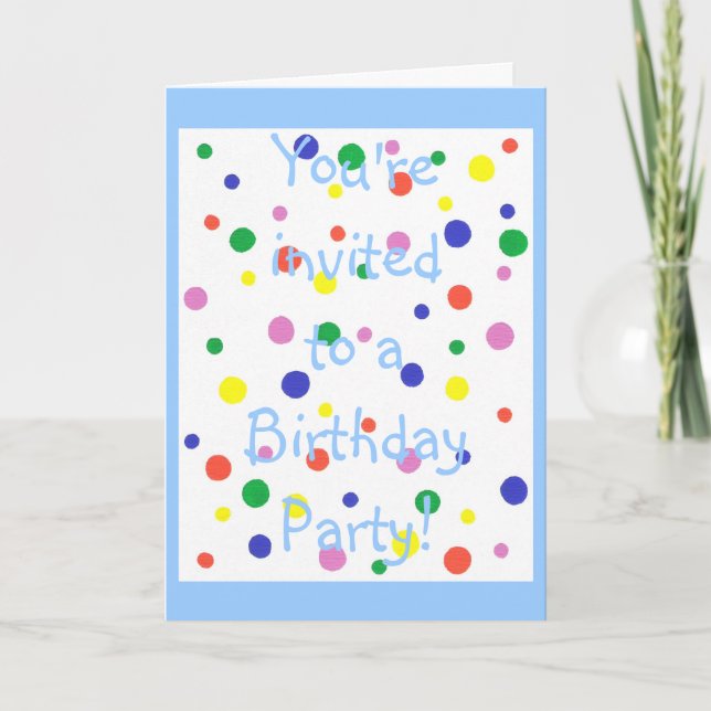 Colourful Polka Dots Birthday Party Invitation Car (Front)