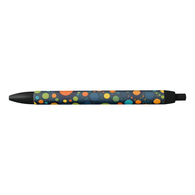 Colourful Polka Dots Black Ink Pen (Front)