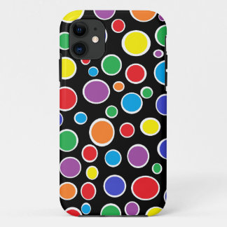 Colourful Polka Dots Black iPhone Case